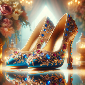 Imagine a pair of enchanting shoes, each a mirror image of the o...