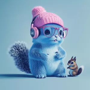 ChillGuy, a playful and inventive blue monster character wearing...