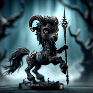 evil  chibi centaur. Its eyes burn with a cruel intelligence, an...