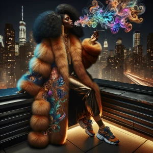 Create a high-resolution 300dpi airbrushed image of a fashionabl...