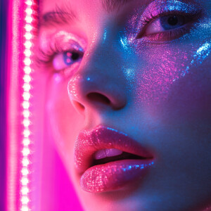 create dreamy scene with neons and glitter