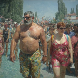 Hyperrealism,sharp painting,a muscular beefy kashmiri man walkin...
