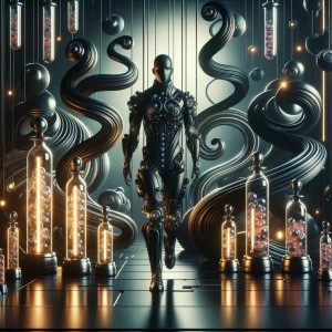 In the dimly lit depths of a noir-inspired otherworldly genetic...
