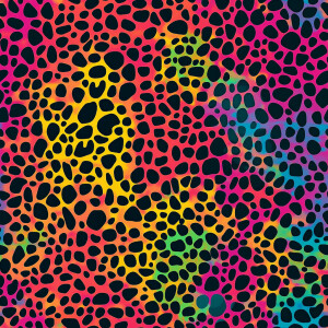 Create a seamless tileable pattern featuring multicolored leopar...