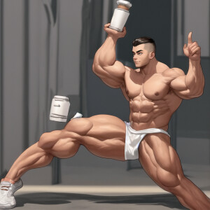 A muscular boy. Huge legs. Flexing legs