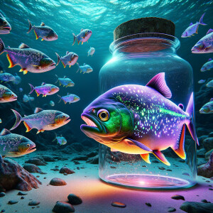 Realistic
Ocean
Purple neon green piranha
Looking at a swirdfis...