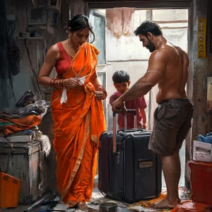 Digital art hd 1:1 ,a 54-year-old Gujarati mother who works as a...