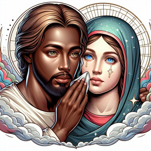 Ensure that the image distinctly represents both Jesus Christ an...