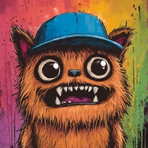 Stylized character  portrait of a mischievous designer toy creat...