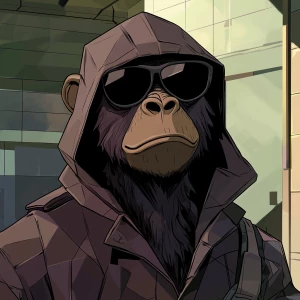 A character designed with a geometric, faceted face similar to a...