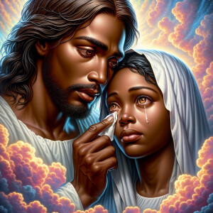 Ensure that the image distinctly represents both Jesus Christ an...