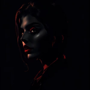 woman with red lipstick, close up shoot