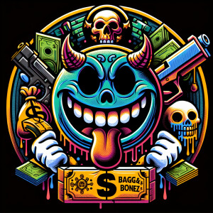 Design a highly intricate and comic like vivid circular logo fea...