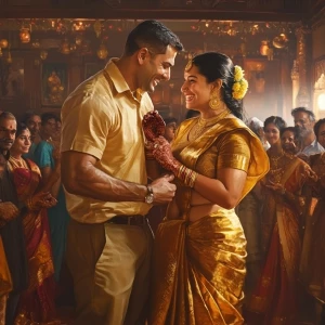 Realism art,A muscular, sweaty man joyously celebrates Diwali wi...