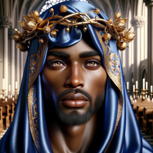 A hyper-realistic image of an African-American Jesus Christ, ser...