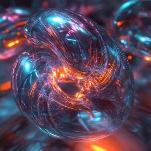 A dynamic alien hybrid that seems to float in a space of optical...