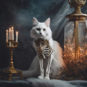 Zephyr cat skeleton, hyperrealistic
