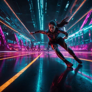 In the neon-lit streets of a mythopoeic future, fierce competito...