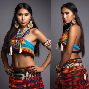 Native girl in traditional garbs posing for a model photoshoot,...
