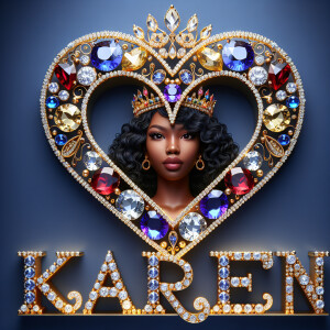 VCraft a 3-D image showcasing the name 'KAREN' in a luxurious go...