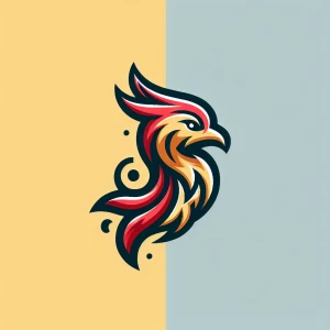 A phoenix bird tattoo style.
With red accented outline and a hin...