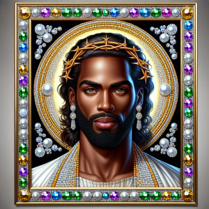 "Create a 3D realistic artwork featuring the phrase 'Jesus Saves...
