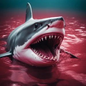 Untenable shark aggressive, crimson color water,horrorcore