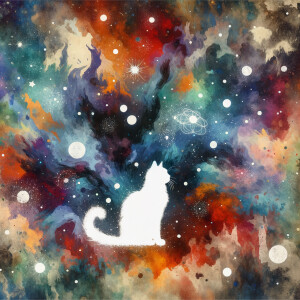 A cosmic outer space pretty watercolor graphic splattered on the...