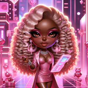 Create an extraordinary Boujee chibi melanin woman with a unique...