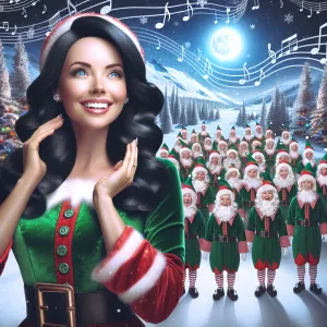 Photorealistic A pale-skinned woman with black hair and blue eye...