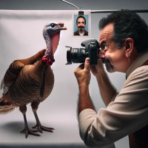 Thanksgiving turkey getting passports photo taken, silly, funny,