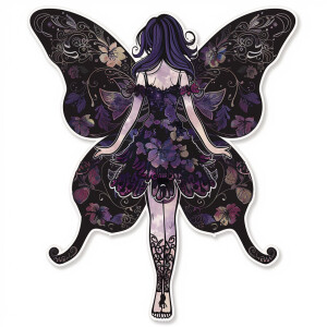 Mystical Nightshade Fairy: A fairy with wings patterned like nig...