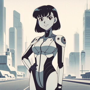 1990s anime screencap, girl a plugsuit, standing with hands on h...