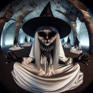 a close up gritty horror-themed dark fantasy painting of a white...