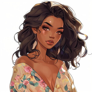 Create a cartoon illustration of Hana, a character who is Ethiop...