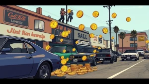 all meme coins in one picture in GTA style