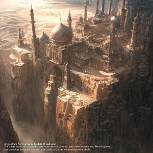 “Ancient City Rising on a Sea of Sand”
This image depicts an an...