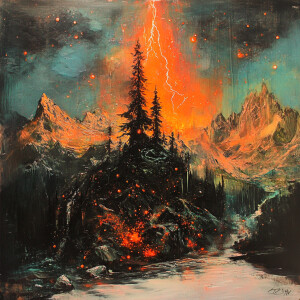 (by Ellen Jewett:1.5), (Fiery orange Bioluminescent Impressionis...