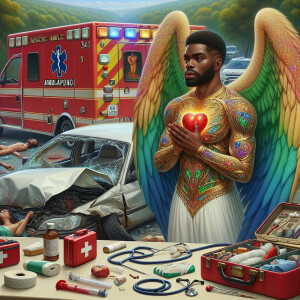 Create a realistic 3D oil painting depicting a scene of emergenc...