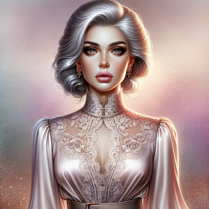 A digital realistic airbrush painting of a boujie woman with sil...