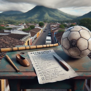 antigua guatamala photo realistic picture with a soccer ball and...