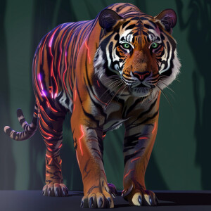 Design a tiger where its form is constructed with intricate mand...