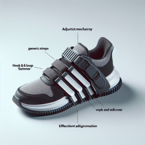 Velcro hook and loop velcro on an adidas sneaker with three stri...