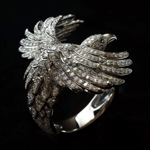 Exquisite sterling silver ring meticulously crafted with a capti...