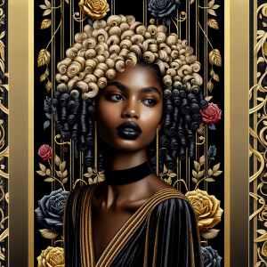 Create a vertical 3-D portrait of a light-skinned African-Americ...