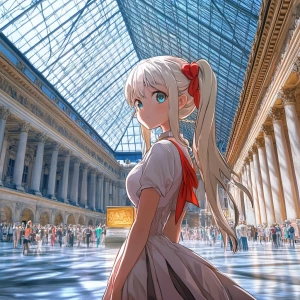 anime girl in Louvre