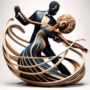 3d wood and porcelain sculpture of an Afrocentric woman with a m...