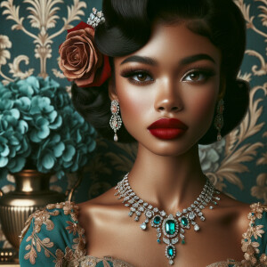An elegant portrait of a light-skinned African-American Hawaiian...