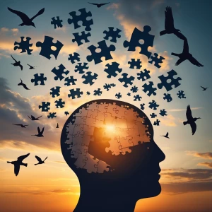 Illustrate the concept of thoughts or memories escaping the mind...