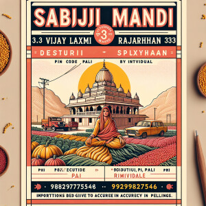 make a poster for vijay laxmi sabji mandi  located at desuri, pa...